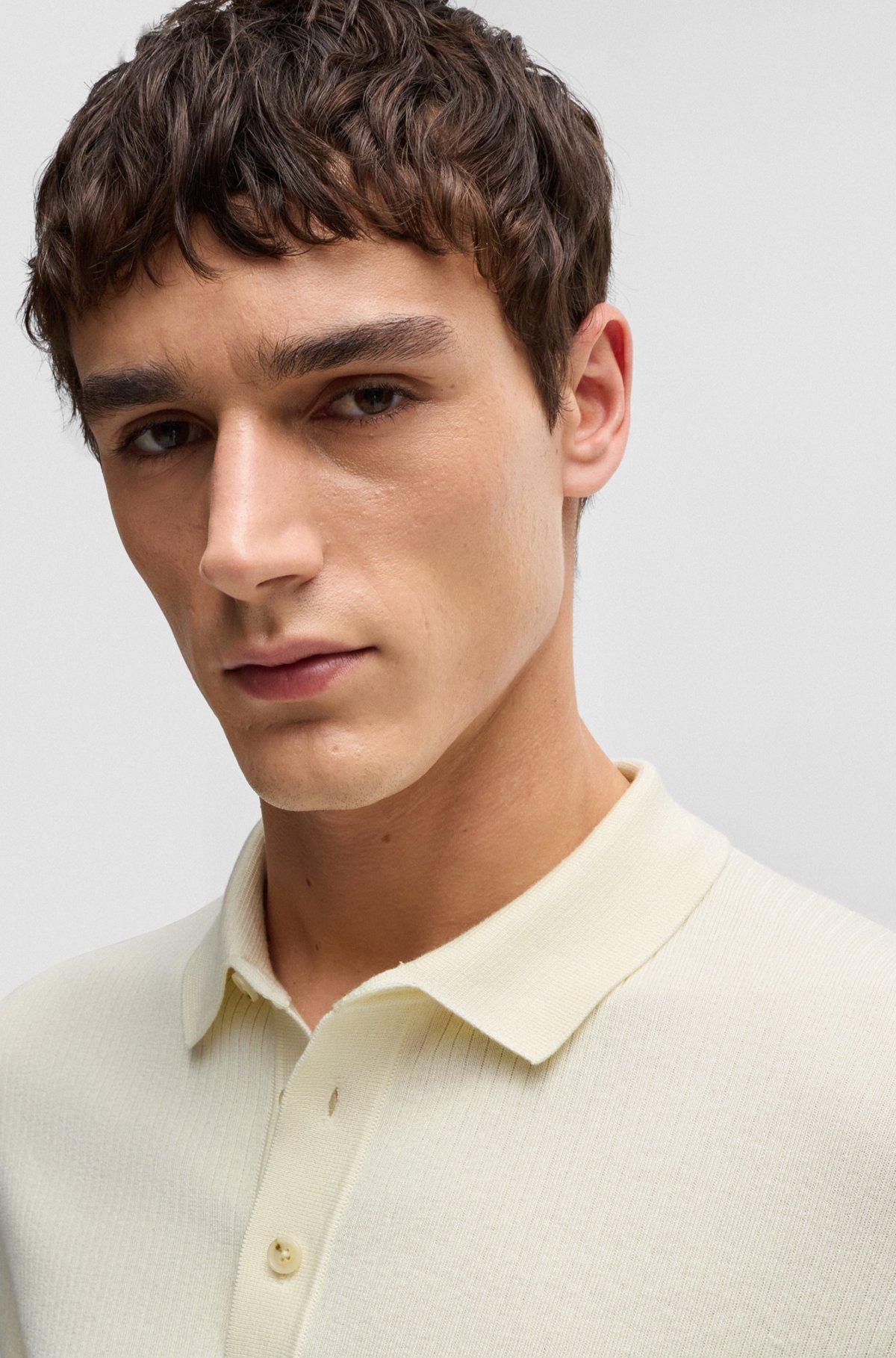 Regular-fit polo sweater in silk and cotton Product Image