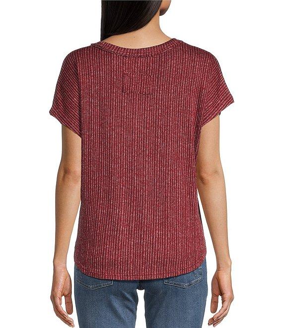 Blu Pepper V-Neck Short Sleeve Knit Sweater Top Product Image