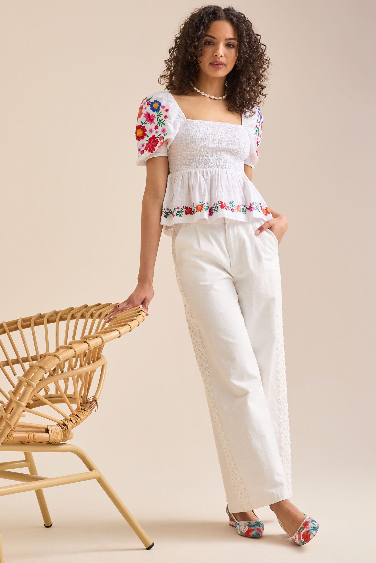 Lele Embroidered Babydoll Top Product Image