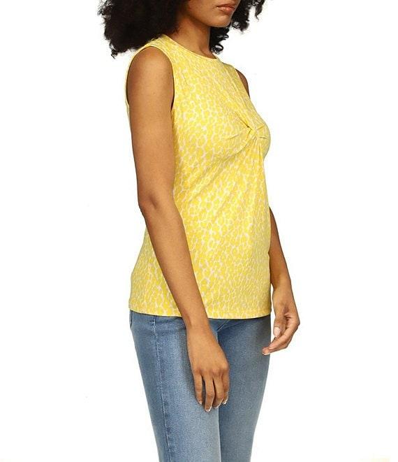 Michael Kors Printed Twist Front Crew Neckline Sleeveless Top Product Image