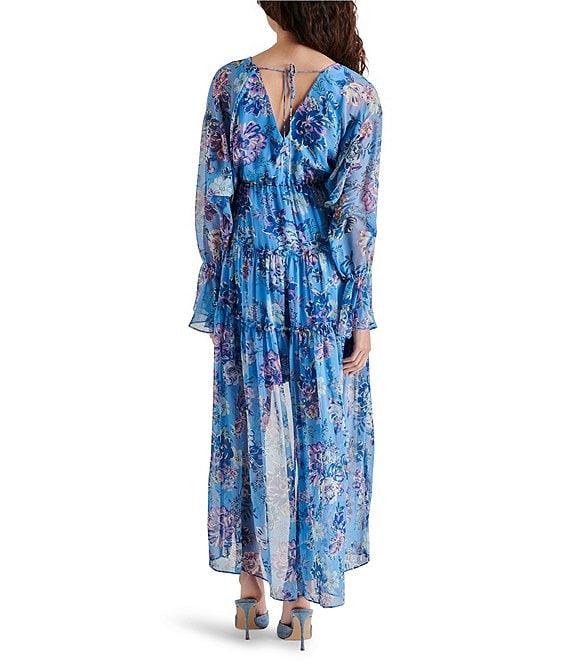 Steve Madden Sol Floral Print V Neck Long Sleeve Maxi Dress Product Image