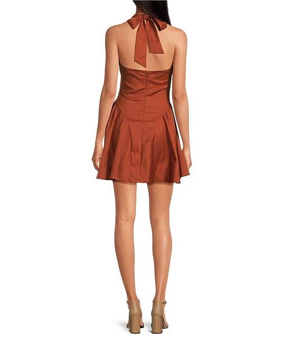 ASTR the Label Meana Halter Tie Neck Fit & Flare Drop Waist Mini Dress Product Image