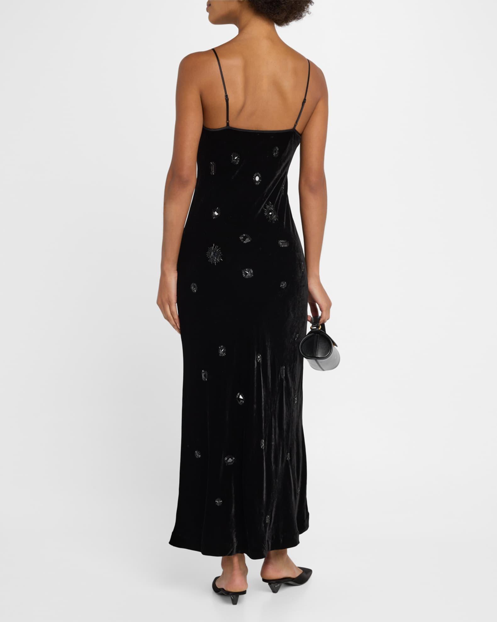 Spaghetti-Strap Velvet Slip Dress Product Image