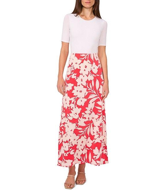 Vince Camuto Floral Print Maxi A-Line Skirt Product Image