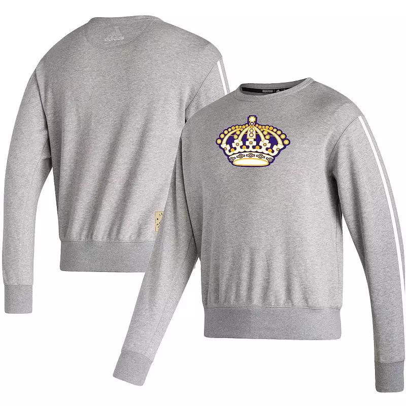 Men's adidas Heathered Gray Los Angeles Kings Team Classics Vintage Pullover Sweatshirt, Size: Medium, Kgs Grey Product Image