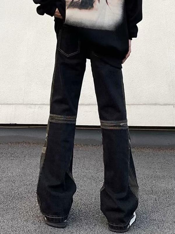 Men's Camo Print Splice Cargo Jeans Product Image