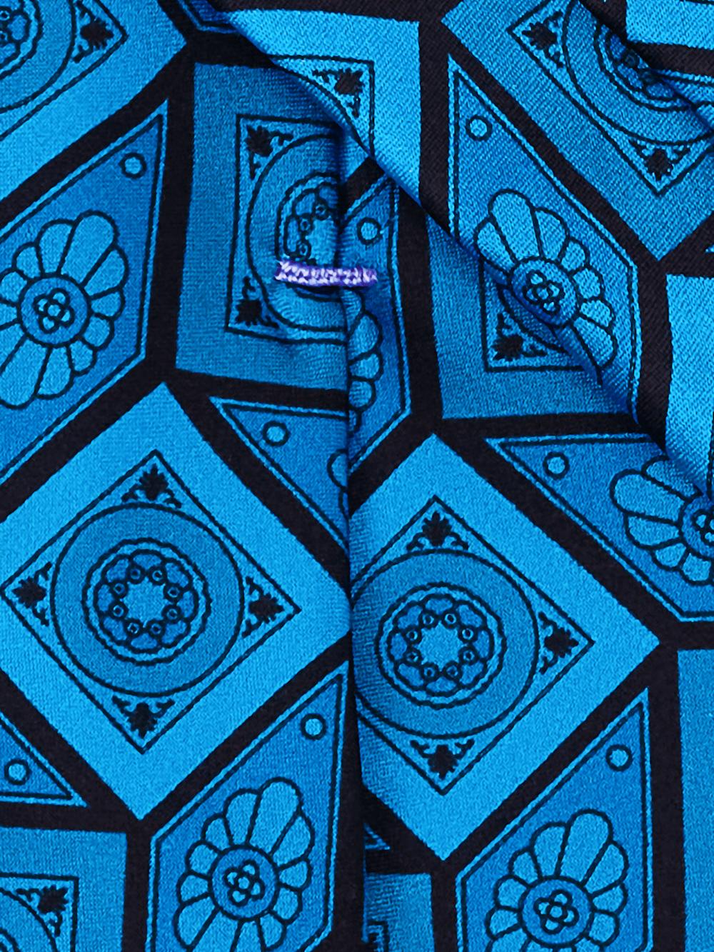Medallion Woven Silk Tie - Teal Product Image