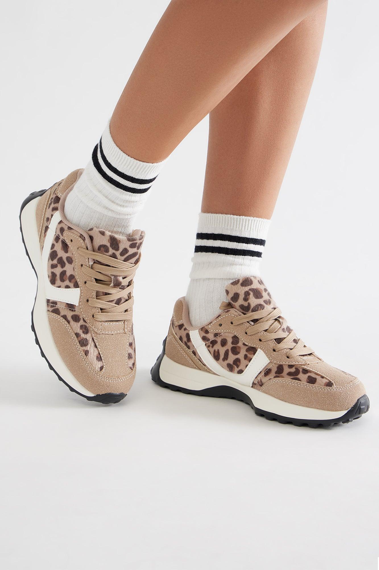 Bey Lace Up Sneakers - Leopard Female Product Image