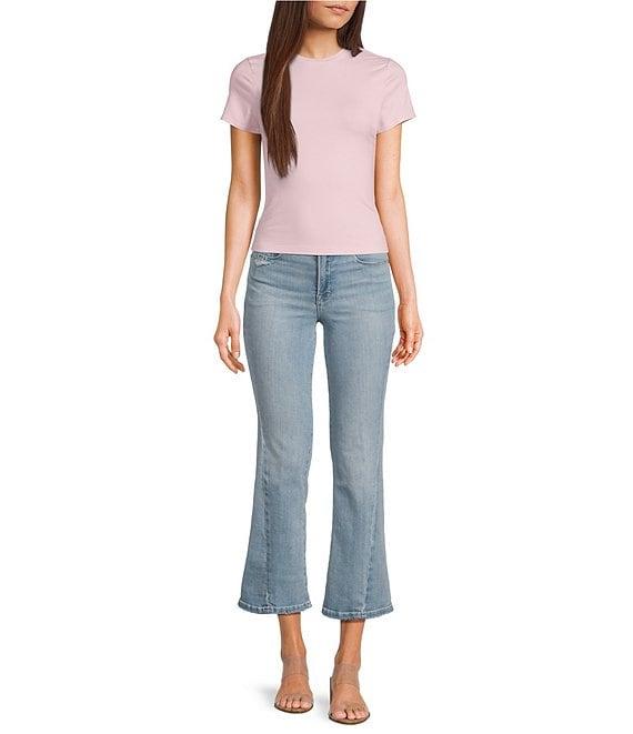 Good American Good Legs Soft-Tech Mid Rise Crop Mini Boot Jeans Product Image