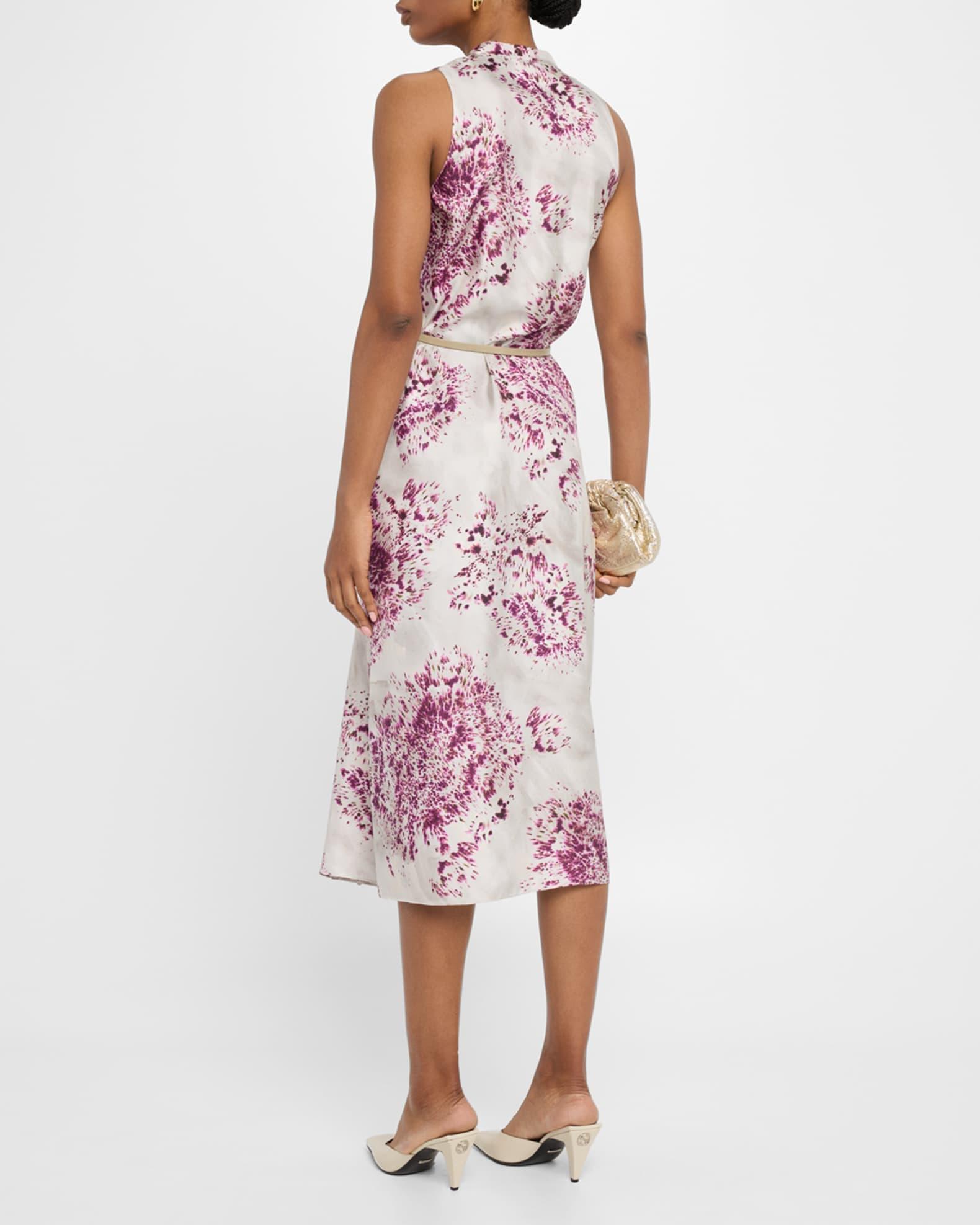 Spotted Glaze Silk Twill Midi Dress Product Image