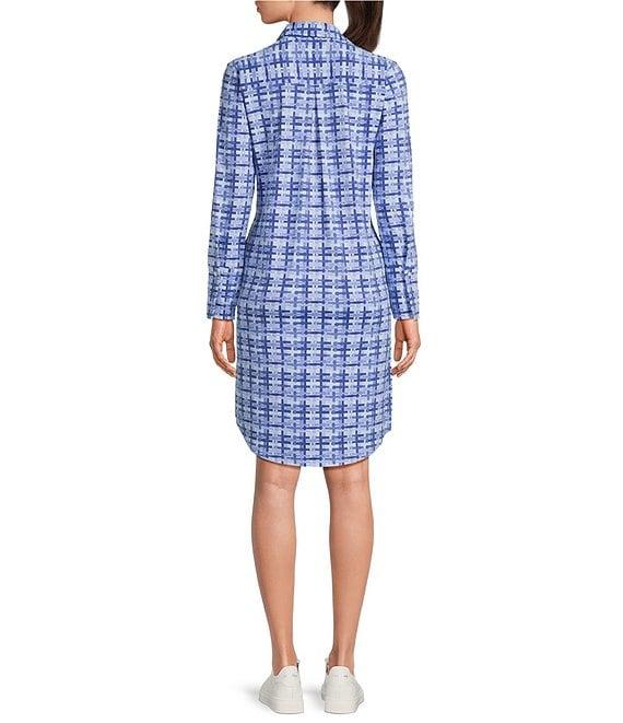 J.McLaughlin Charlee Knit Catalina Cloth Split V-Neck Long Sleeve Dress Product Image