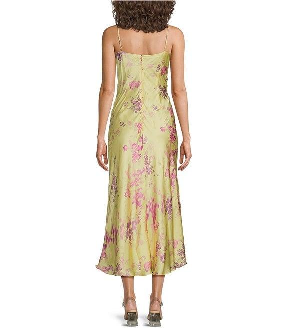 French Connection Elyria Oona Floral Print Cowl Neck Sleeveless Satin Midi Dress Product Image