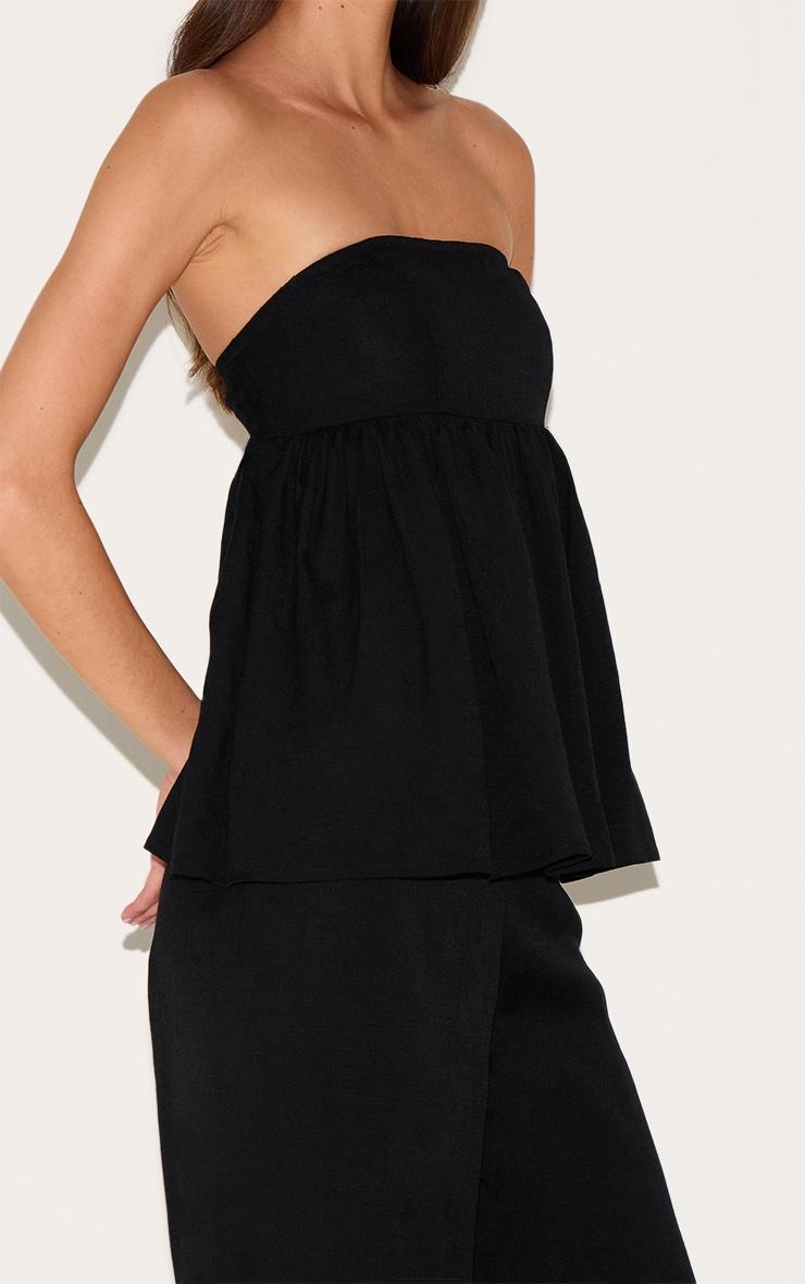 Black Bandeau Peplum Detail Jumpsuit Product Image