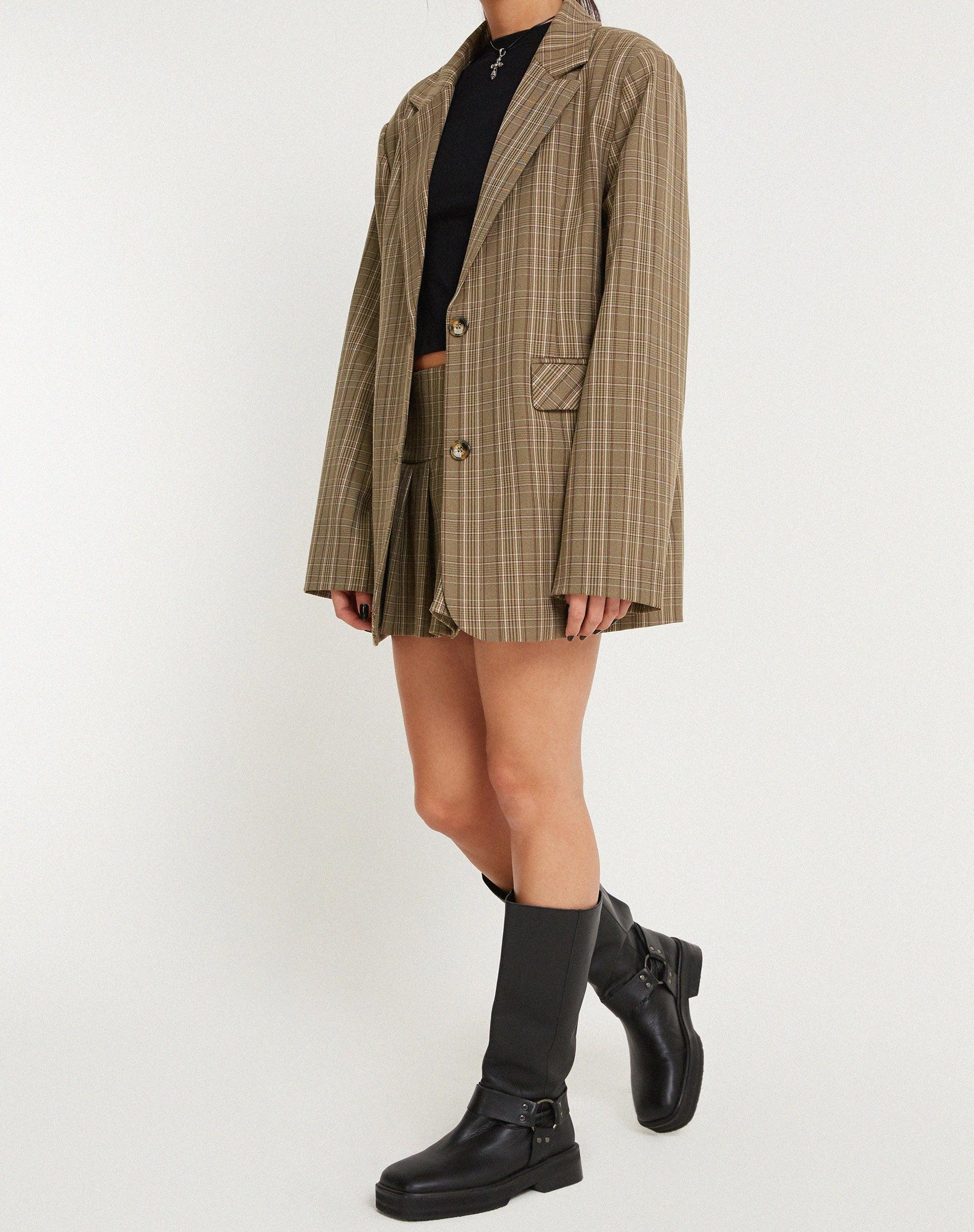 Maiwa Blazer in Check Brown Product Image
