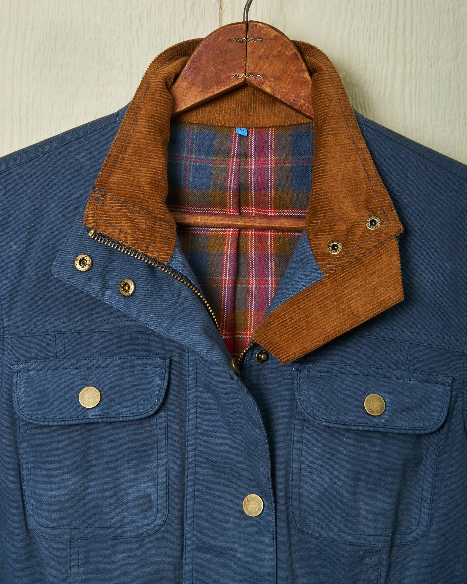 Women’s Aberdeen Jacket in Navy Waxed Canvas Product Image