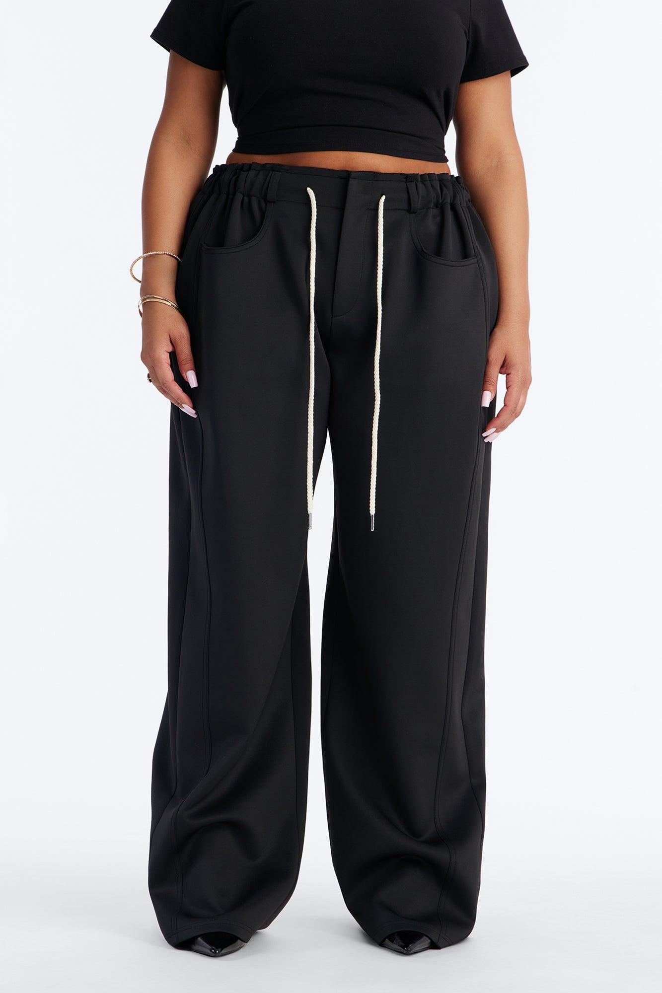 Don't Get Too Comfortable Low Rise Wide Leg Scuba Pant - Black Female Product Image
