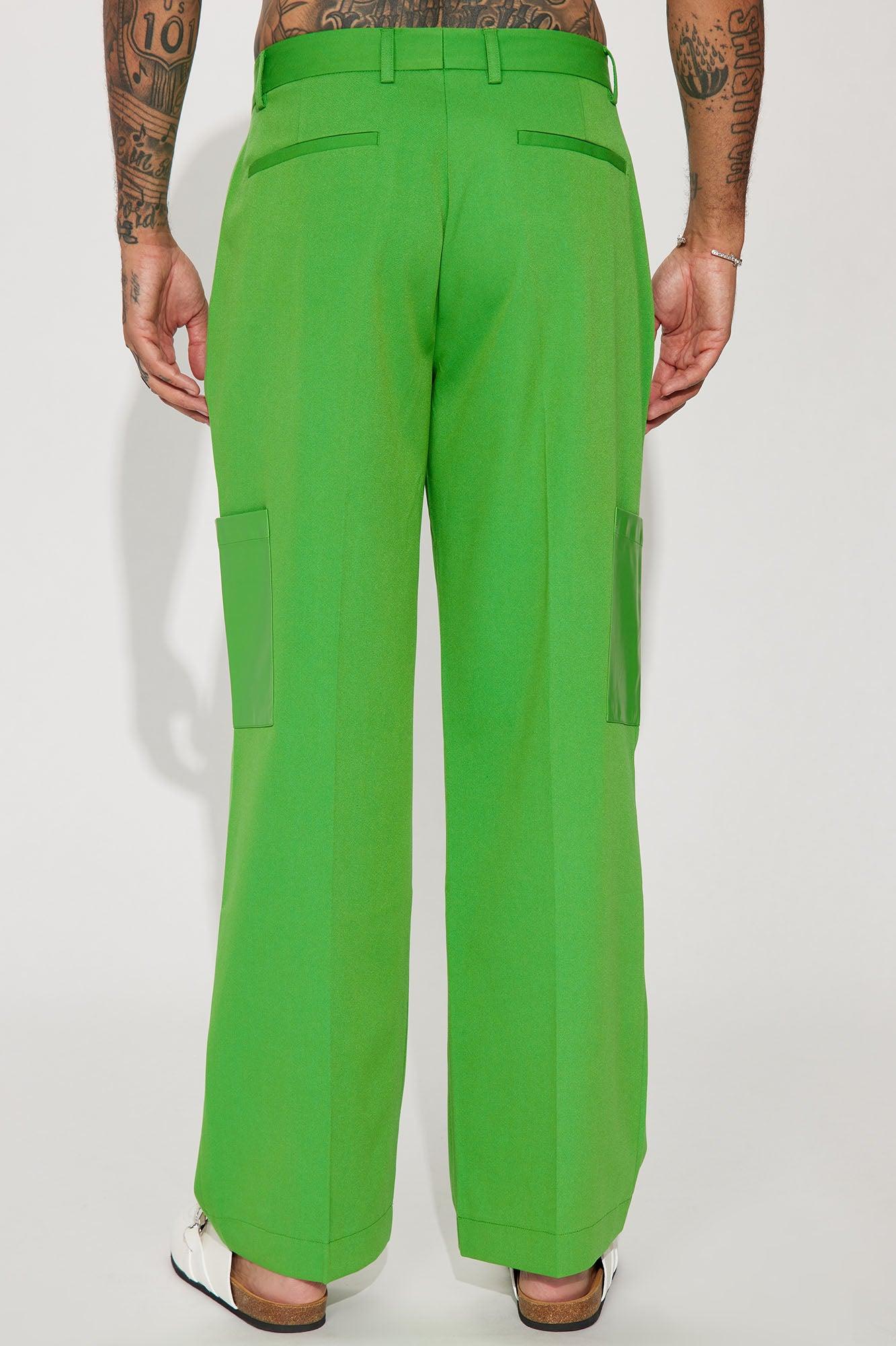 Rodeo PU Pocket Gabardine Slim Trousers - Green Product Image