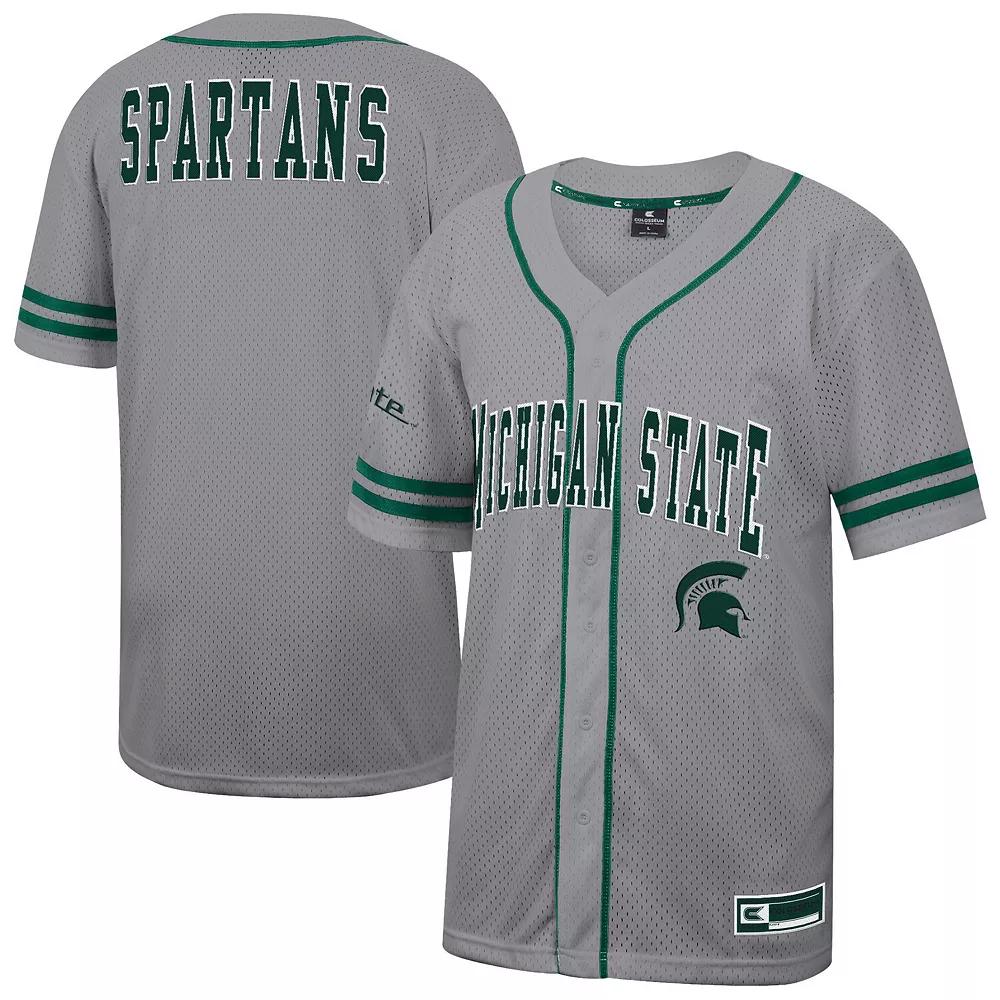 Men's Colosseum Gray Michigan State Spartans Free Spirited Baseball Jersey,  Product Image