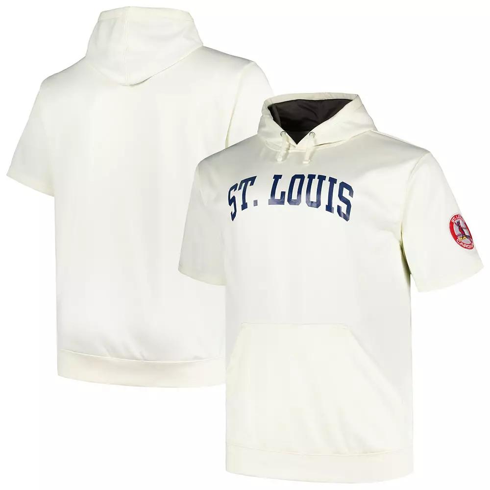 Men's Profile Oatmeal St. Louis Cardinals Big & Tall Contrast Short Sleeve Pullover Hoodie,  Product Image