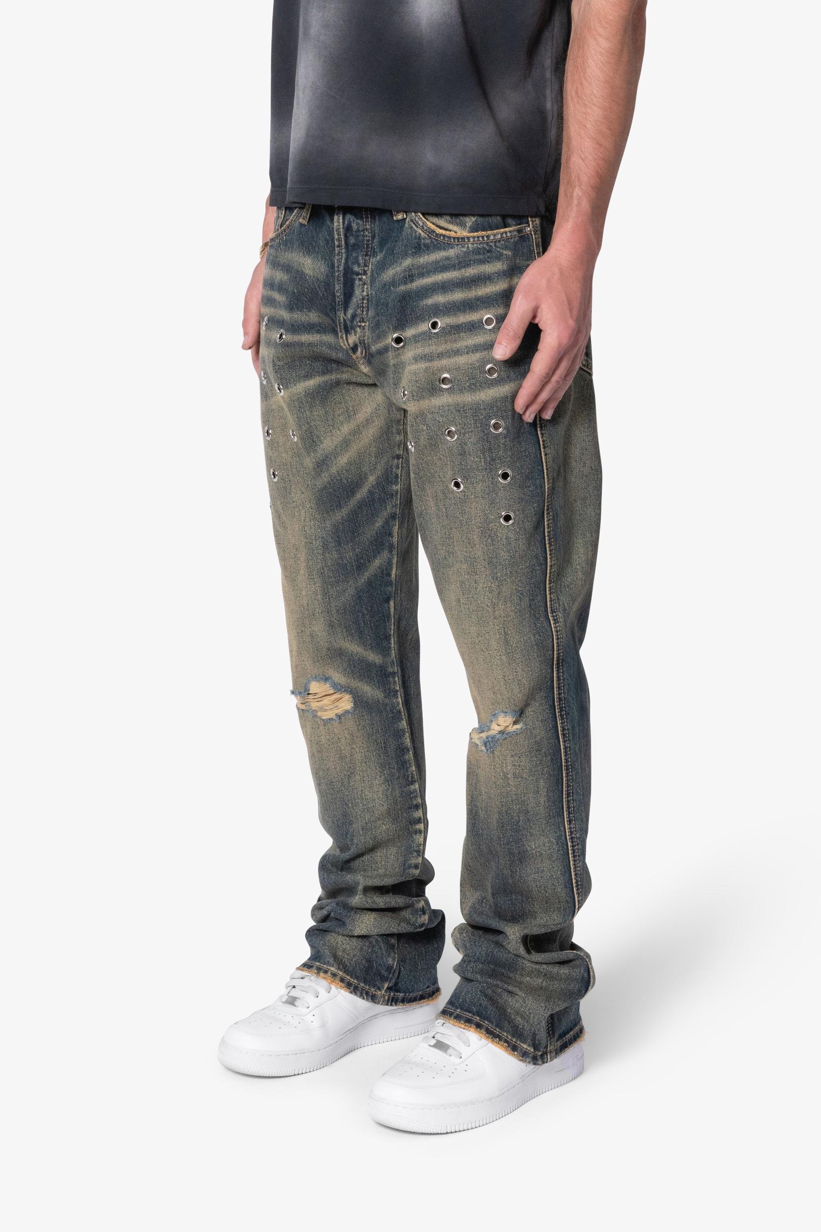 B384 Metal Eyelet Flare Denim - Rust Product Image