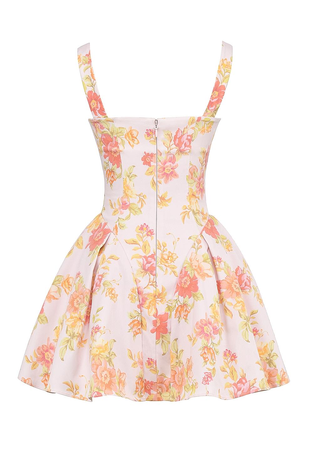 Bunny  peach poppy print twill mini dress Product Image