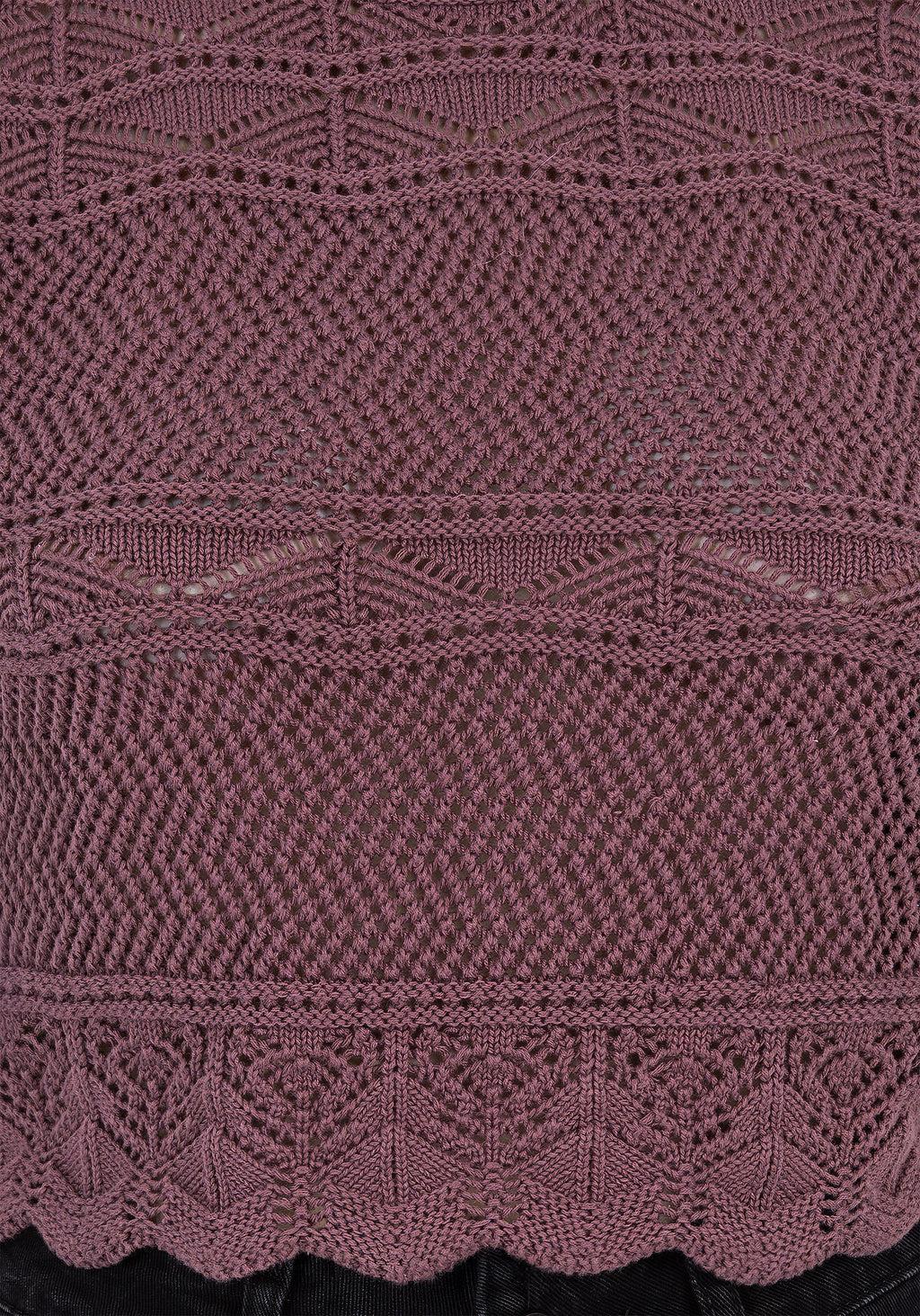 Hooked Pointelle Short Sleeve Crop Top - Purple Product Image