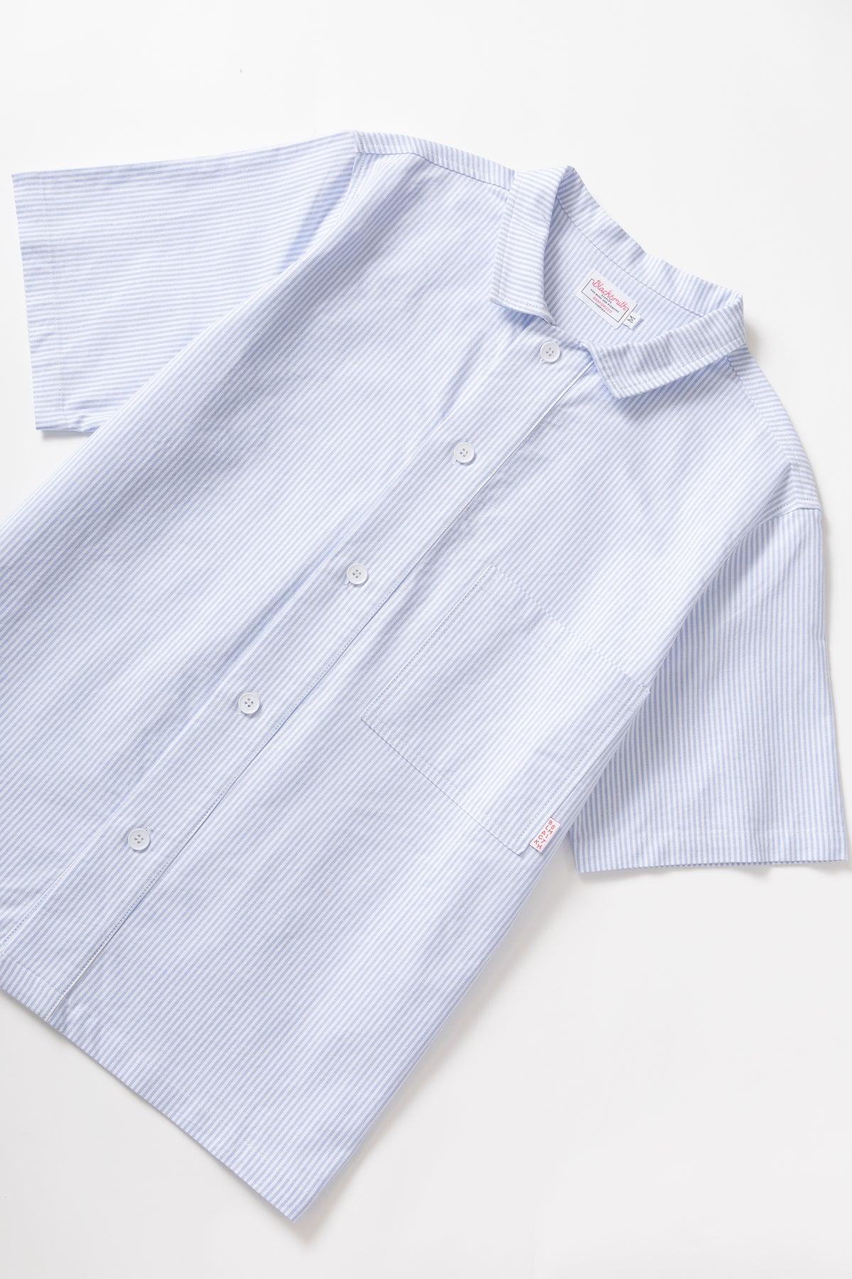 Blacksmith - 'Boxford' Short Sleeve Utility Shirt - Blue Stripe Product Image