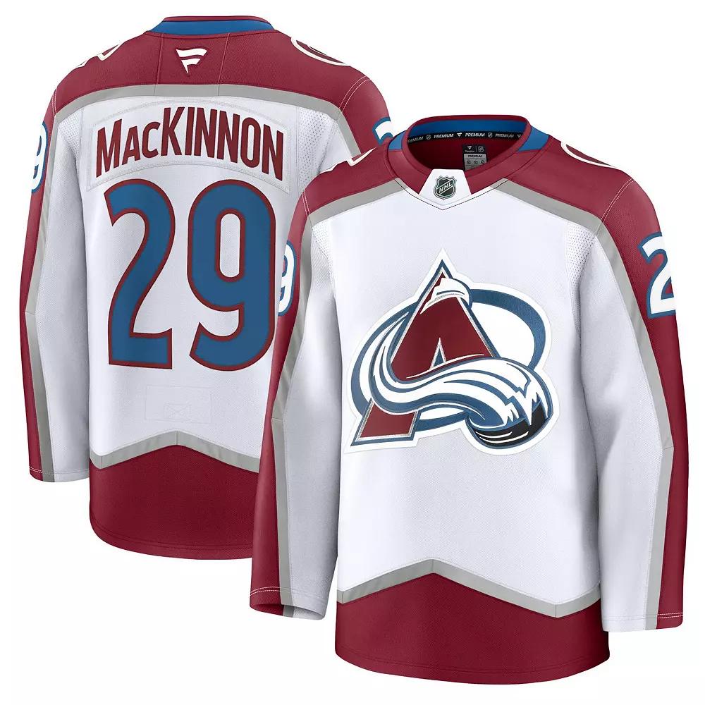 Men's Fanatics Nathan MacKinnon White Colorado Avalanche Away Premium Jersey, Size: 42 Product Image