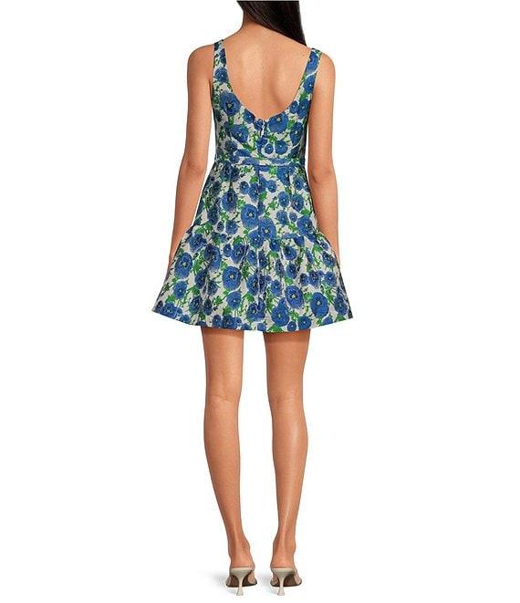 Sugarlips Cielo Floral Jacquard Scoop Neck Sleeveless Mini Dress Product Image