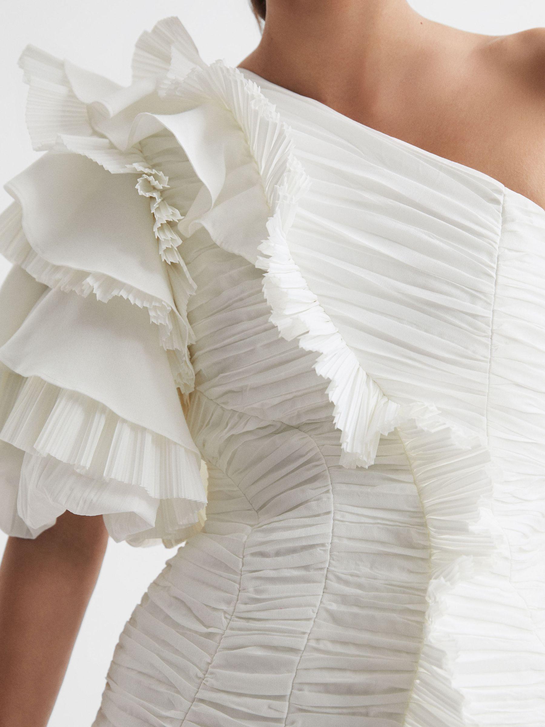 Acler One-Shoulder Ruffle Mini Dress in Ivory Product Image