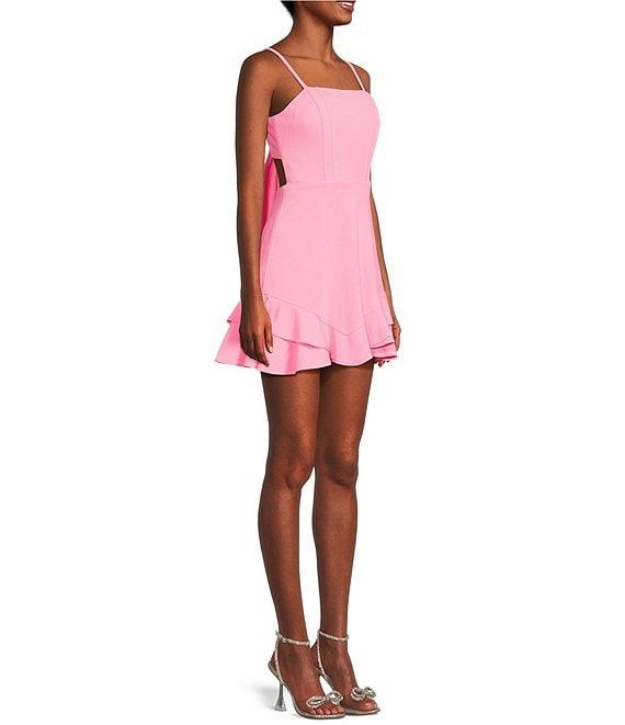 Dear Moon Corset Bodice Bow Back Ruffle Hem Dress Product Image