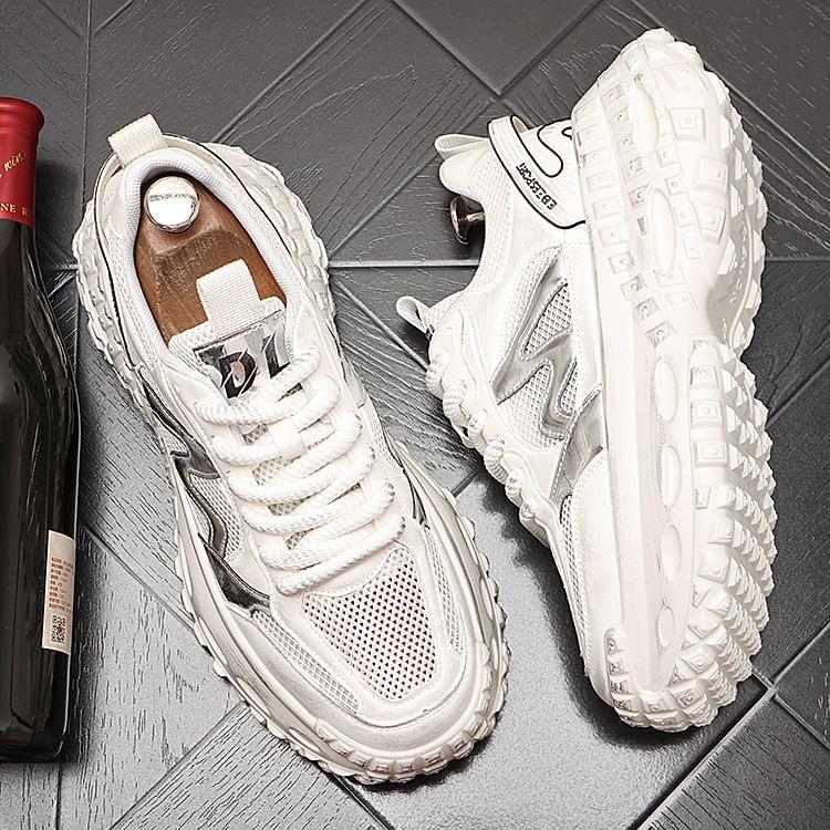 Lettering Mesh Platform Chunky Sneakers Product Image