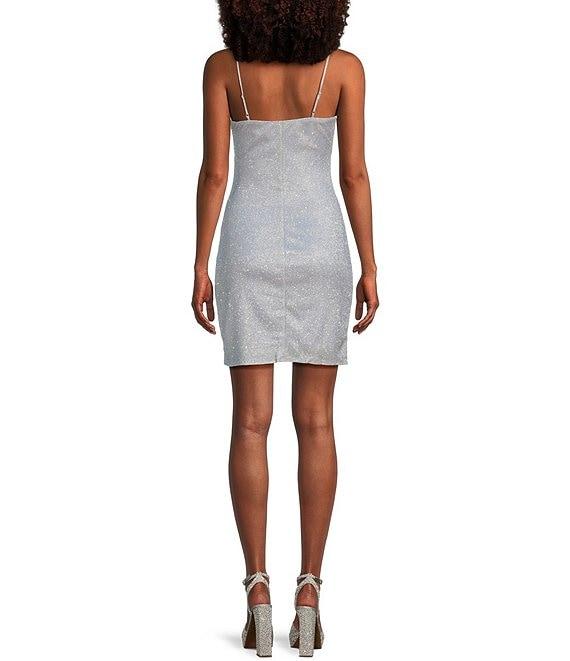 I.N. San Francisco Spaghetti Strap V-Neck Fitted Pleated Wrap Dress Product Image