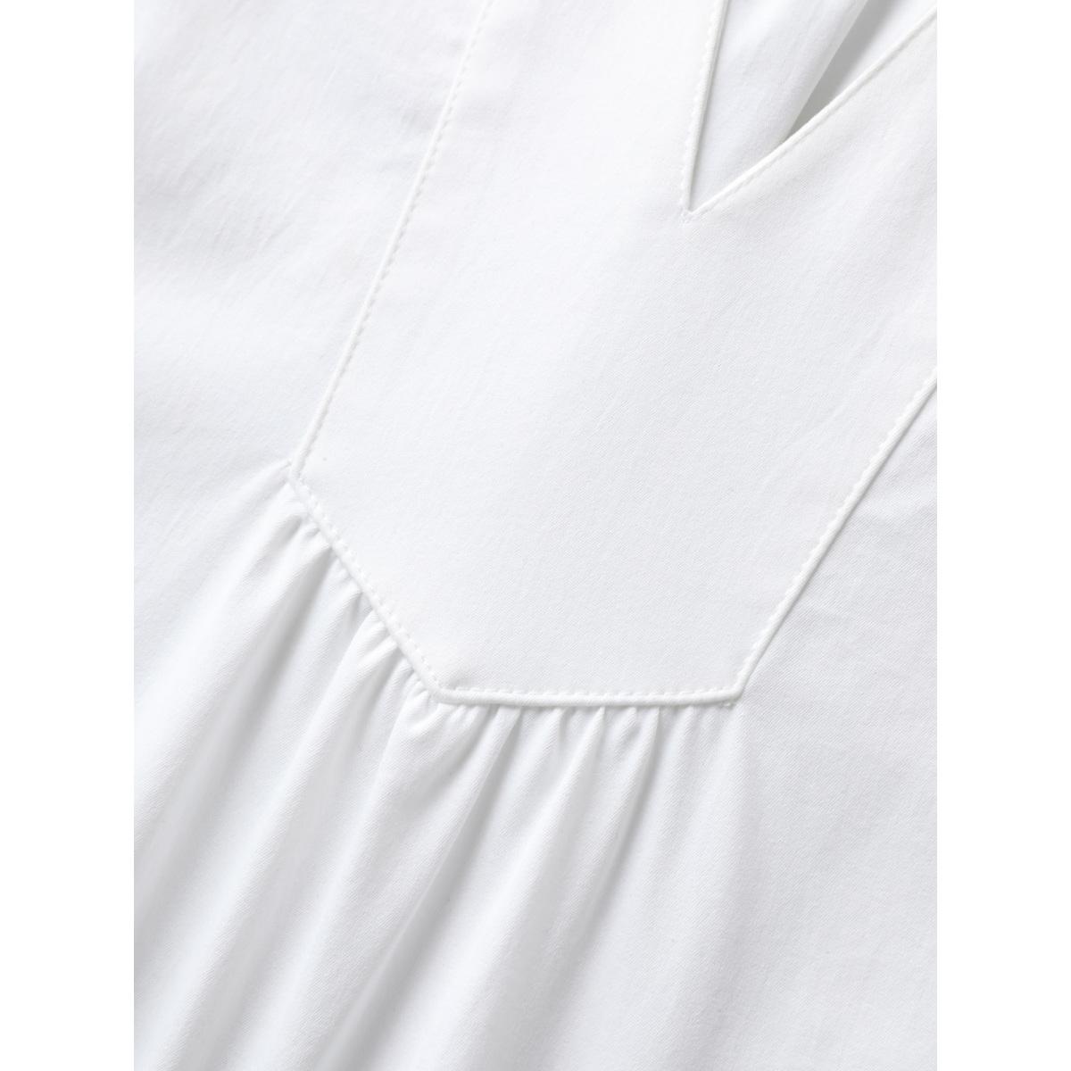 Plus Size Originalwhite Floral Lotus Leaf Sleeve Split Neck Blouse Women Cap Sleeve Notched collar Casual Blouses BloomChic 10/M Product Image