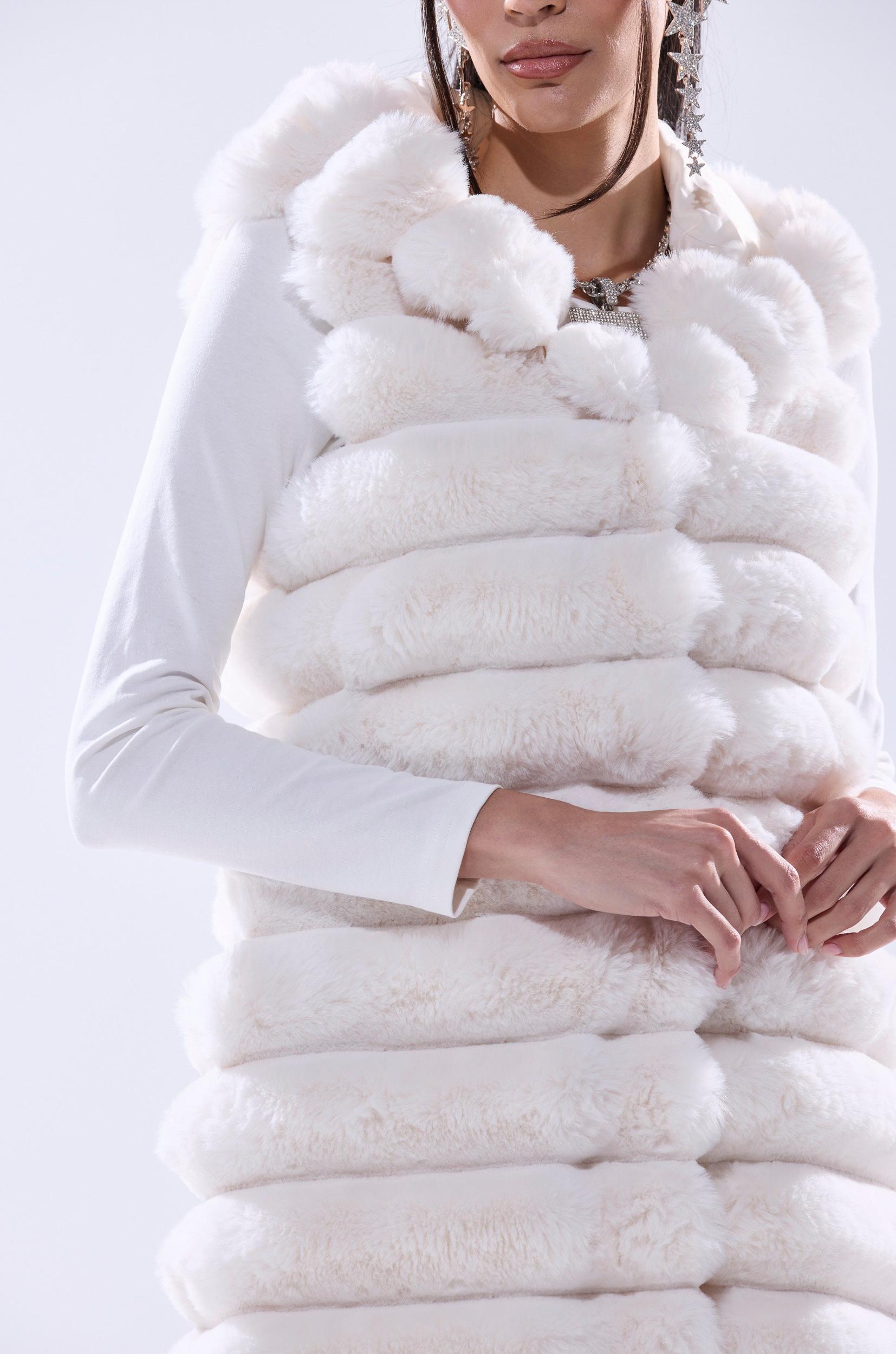 POPPY FAUX FUR HOODED VEST Product Image