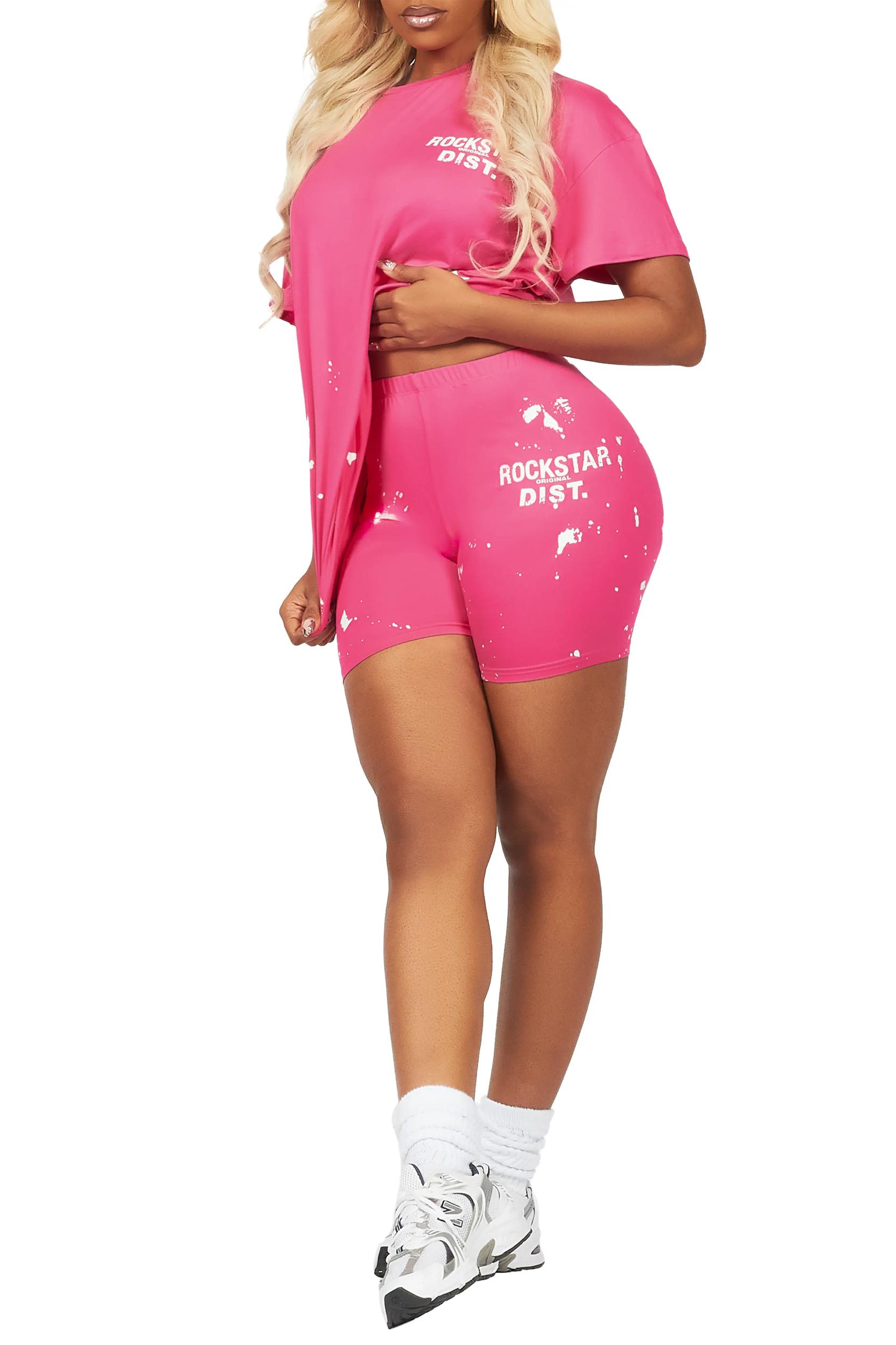 Living For It Fuchsia Bike Short Set Female Product Image