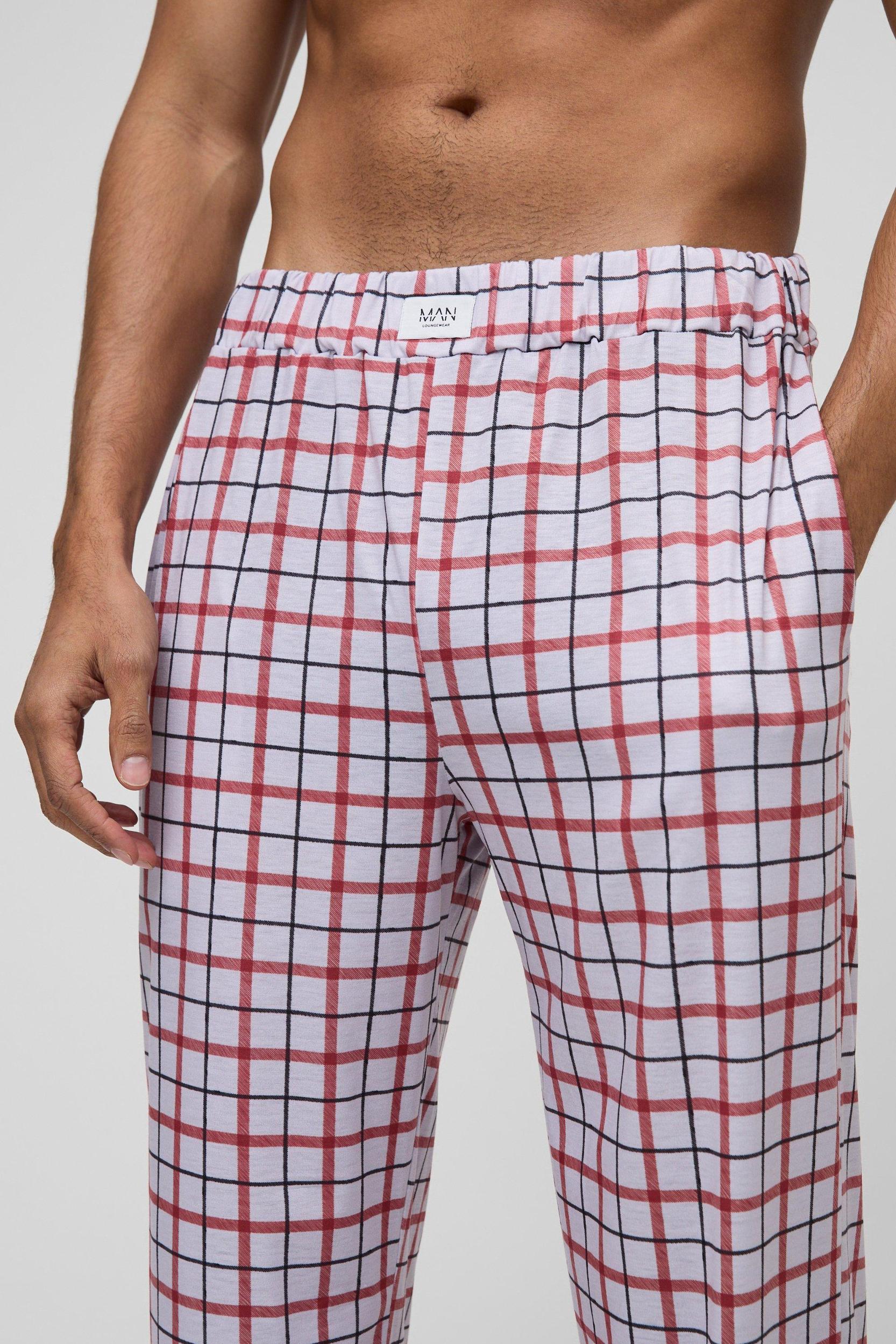 Relaxed Plaid Lounge Sweatpants | boohooMAN USA Product Image