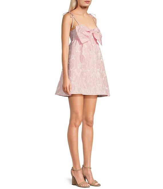 Allison & Kelly Printed Bow Front Tie Spaghetti Strap Dress Product Image