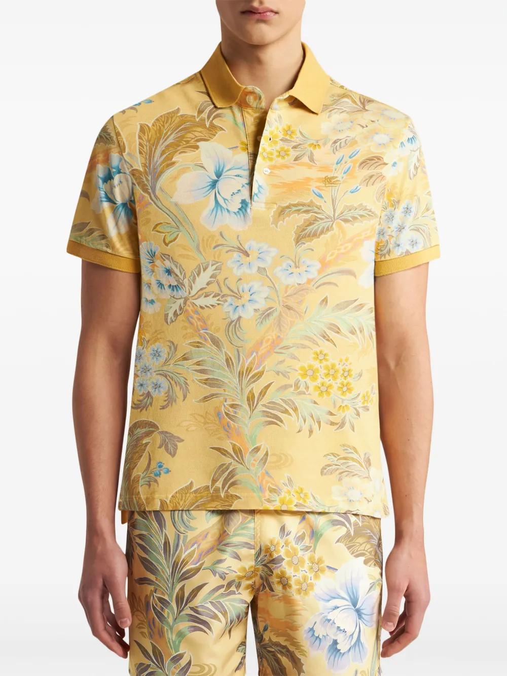 floral-print cotton polo shirt Product Image
