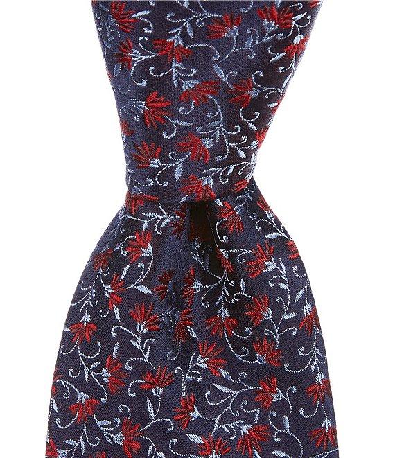 Roundtree & Yorke Micro Flowers 3 1/8#double; Woven Silk Tie Product Image