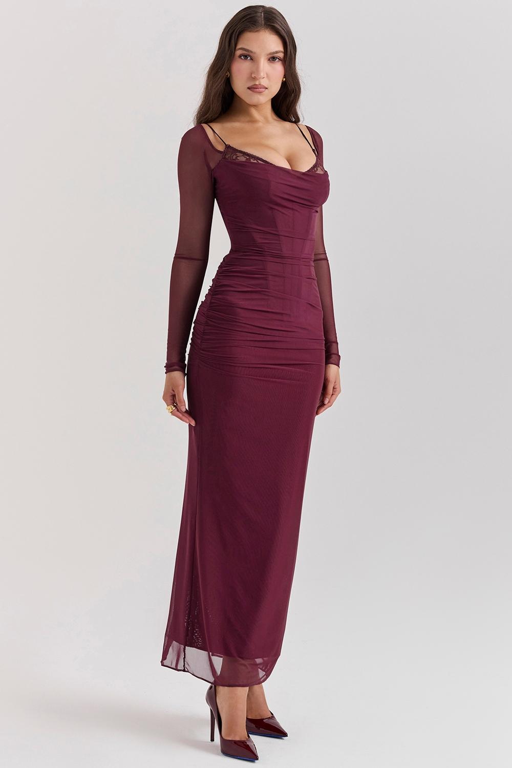Katarina  wine maxi dress Product Image
