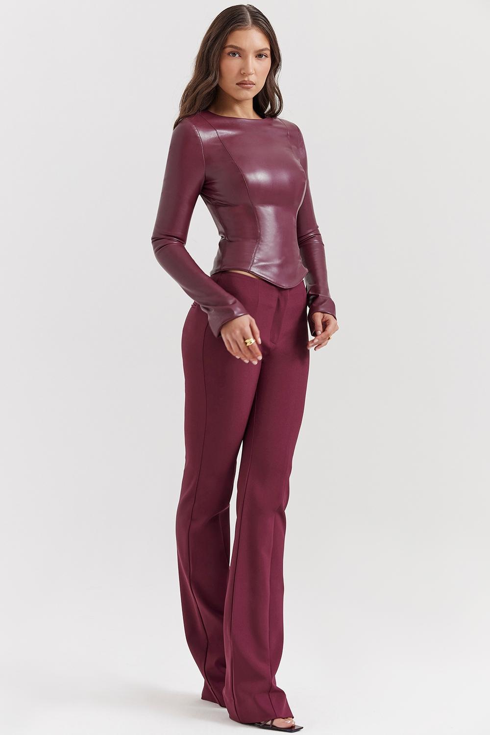 Mylah  wine vegan leather top Product Image