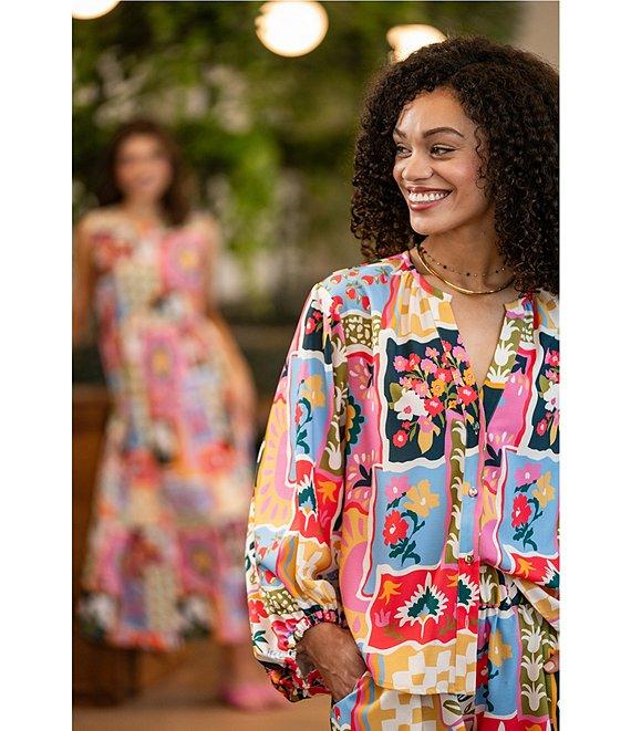 CROSBY by Mollie Burch Coordinating Livie Split V Neckline 3/4 Sleeve Top Product Image