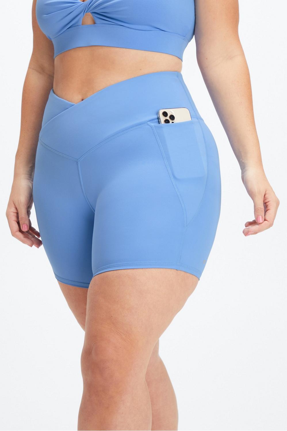 Fabletics High-Waisted Oasis Crossover 6 Short Womens blue plus Size 4X Product Image