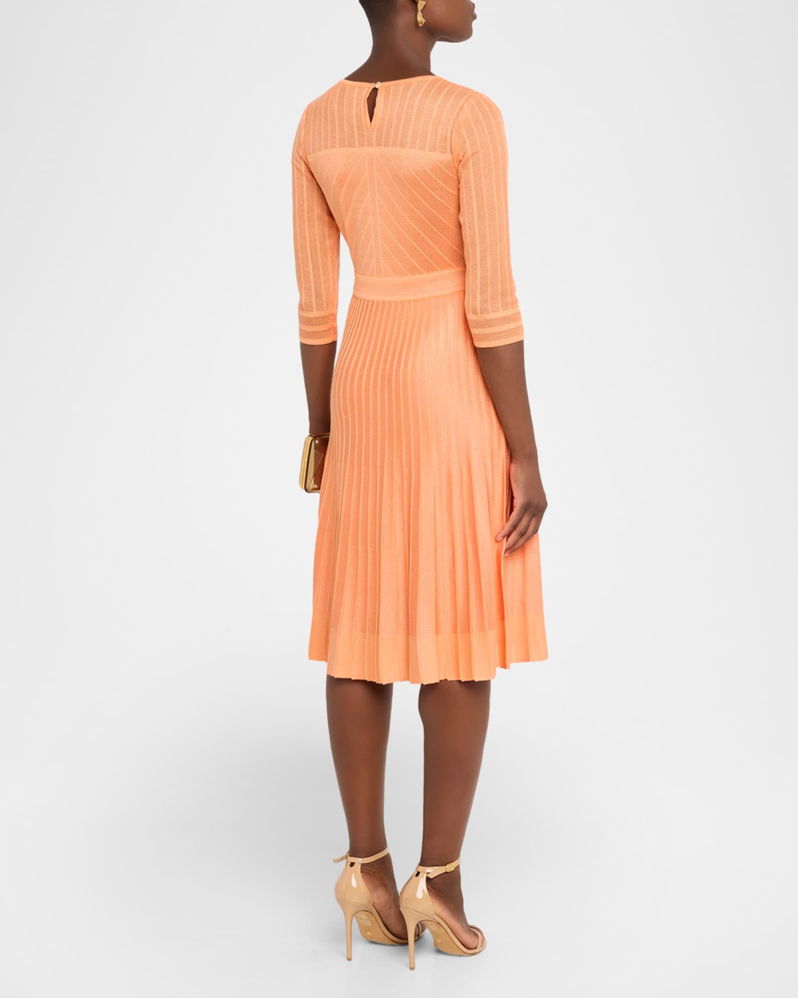 Pleated Geometric Knit Midi Dress Product Image