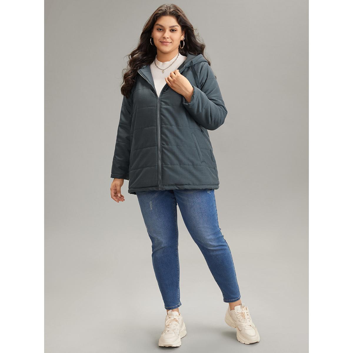 Plus Size Women Dailywear Plain Lined No stretch 22-24/3X Pocket Casual Cotton Jackets BloomChic Product Image
