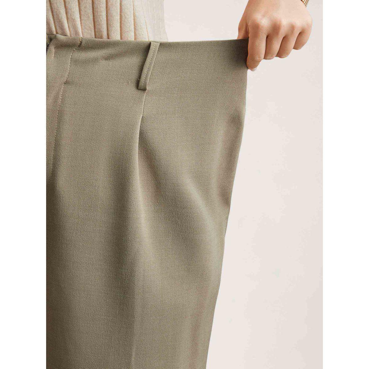 Plus Size Pleated Straight-Leg Pants Women Champagne At the Office Straight Leg Mid Rise Work Pants BloomChic 18-20/2X Product Image