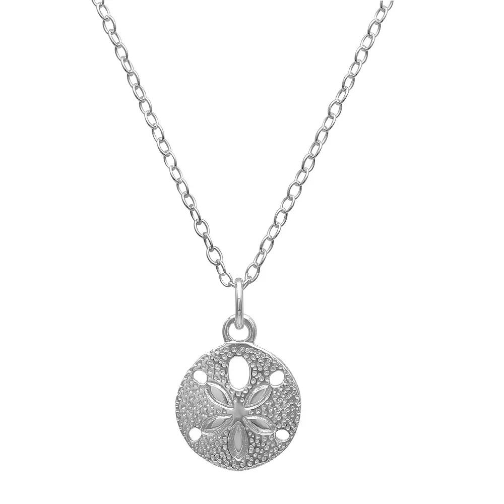 PRIMROSE Sterling Silver Round Polished Sand Dollar Pendant, Women's, Size: 18" Product Image