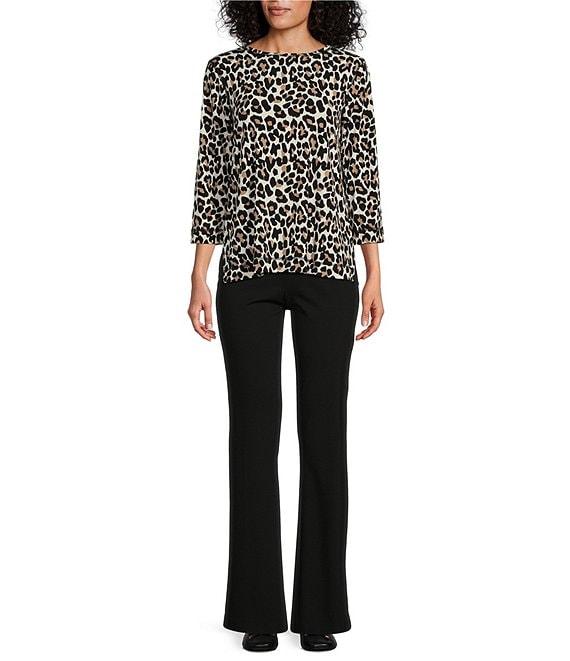 Multiples Knit Ease-Y-Fit Tummy Panel Flare Leg Pant Product Image