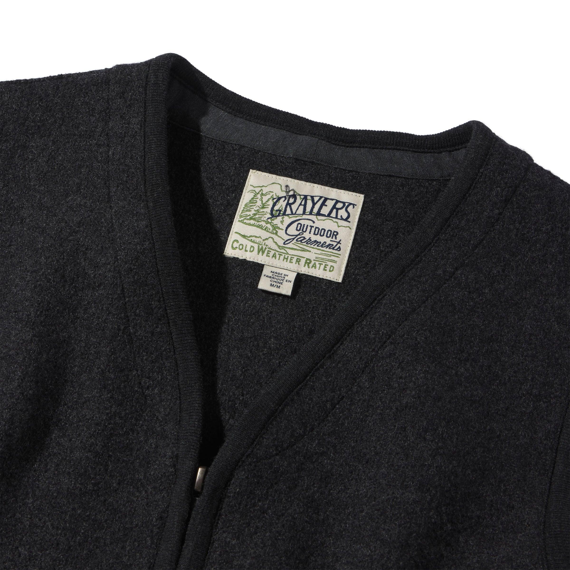 Burnham Boiled Wool Zip Up Vest  - Charcoal Product Image